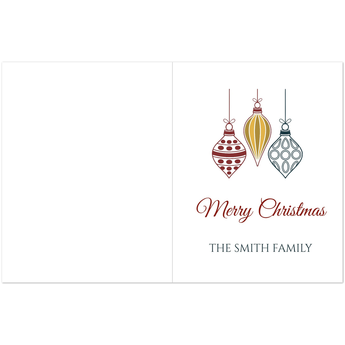 Personalized Christmas card set of 10 with family name printed in classic capitals - view 3