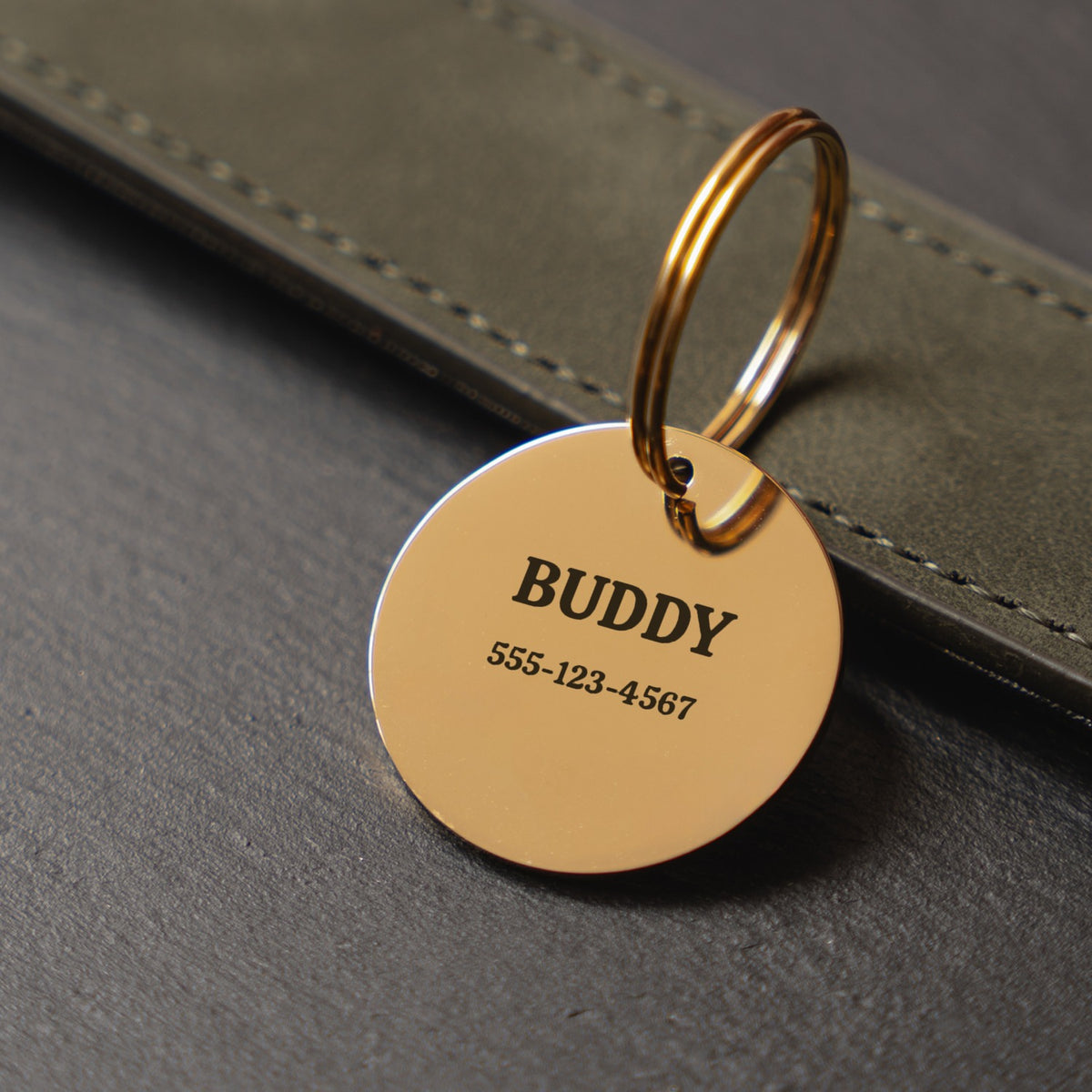 Personalized Pet ID Tag, Custom Engraved Dog Tag with Name and Phone Number, Laser Etched Cat Tag, Gold, Rose Gold or Silver