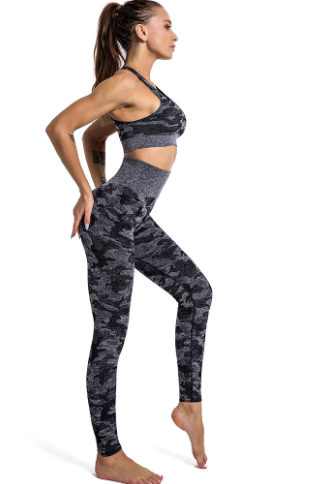 Seamless Camouflage Two-Piece Set | High-Elasticity Yoga & Fitness Outfit