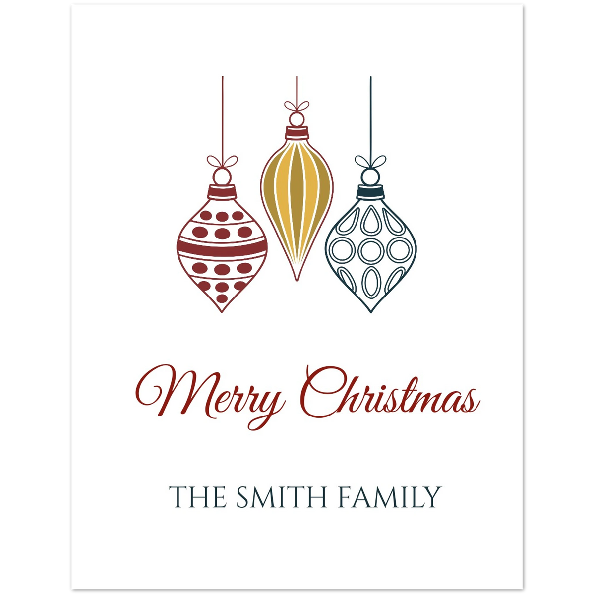 Family name Christmas greeting card shown in a styled holiday setting - view 5