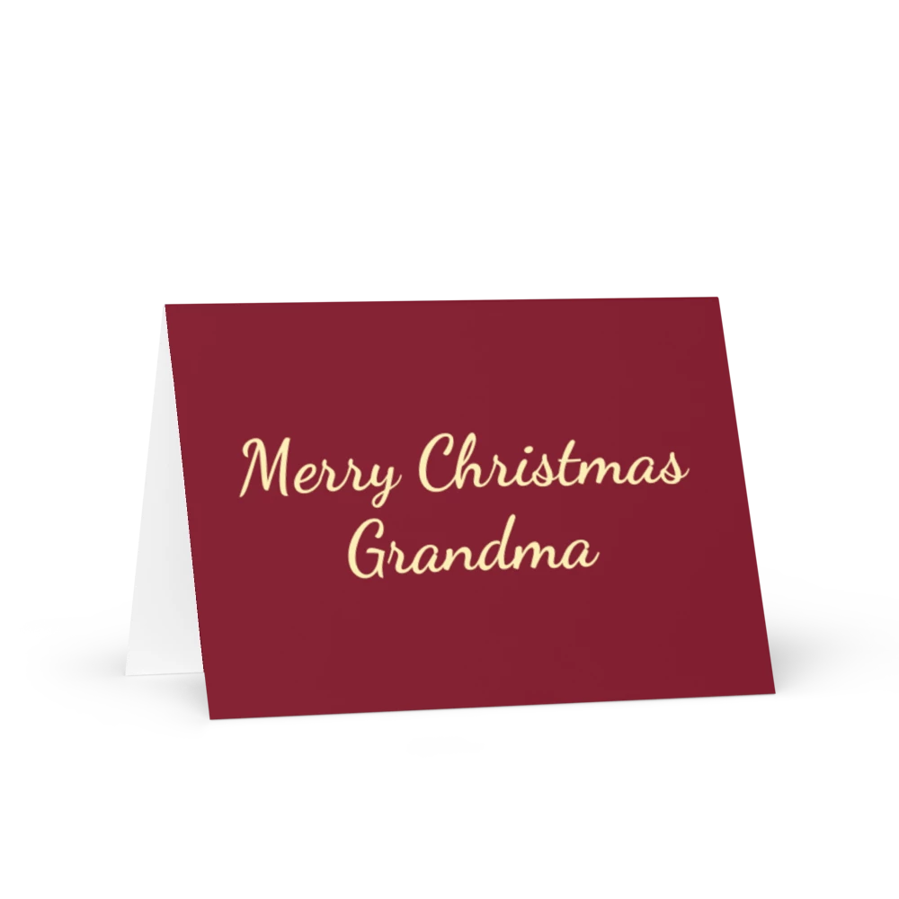 Burgundy Merry Christmas Grandma greeting card with cream script lettering