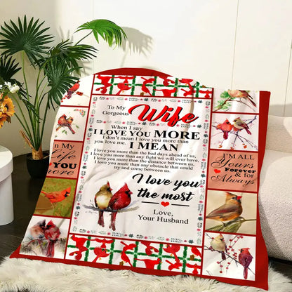 LoveWrap – Flannel Blanket for Wife | Bird Motif Design | Mother's Day Gift of Warmth & Devotion