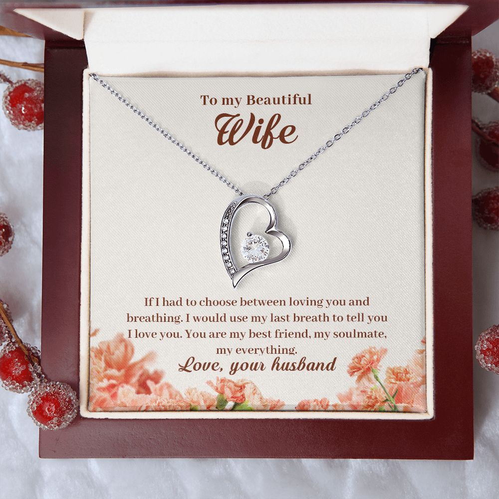 Forever Love personalized necklace gift for your wife, shown in a gift box