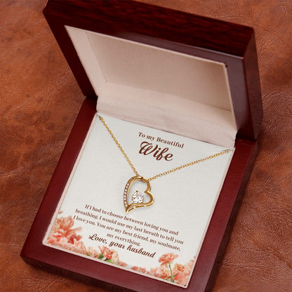 Forever Love personalized necklace gift for your wife, shown in a gift box