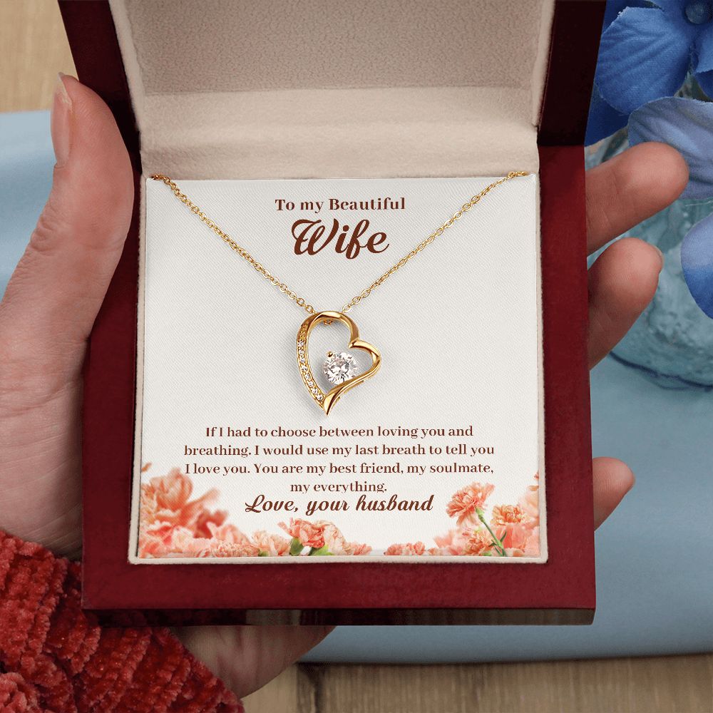 Forever Love personalized necklace gift for your wife, shown in a gift box