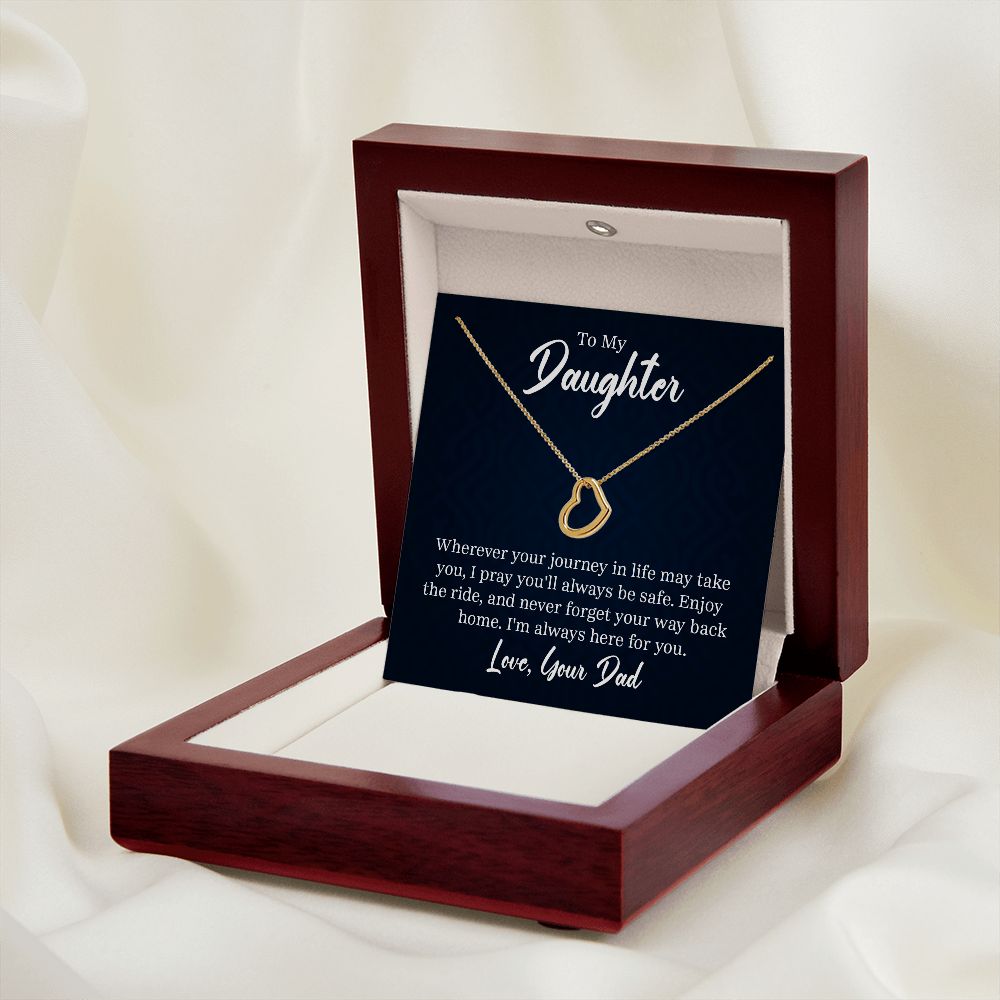 Delicate heart necklace, a personalized gift from Dad to his daughter