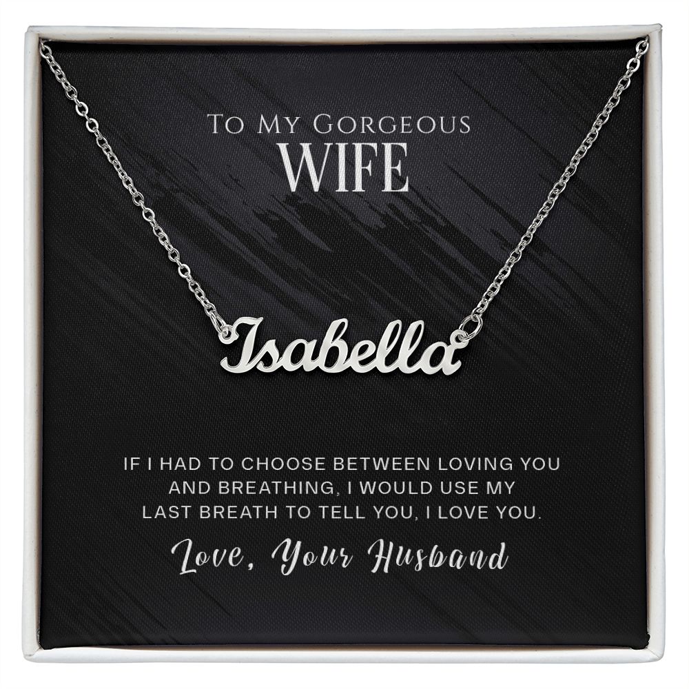 Personalized To My Gorgeous Wife custom name necklace gift
