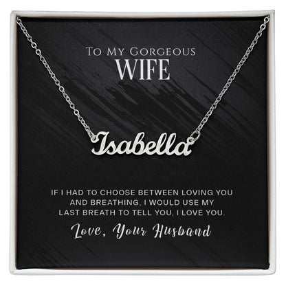 Personalized To My Gorgeous Wife custom name necklace gift