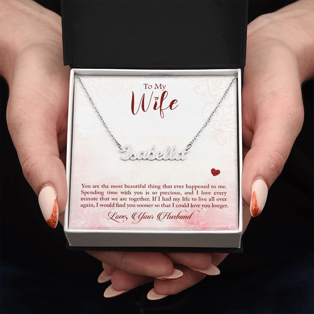 Personalized custom name necklace gift for your wife
