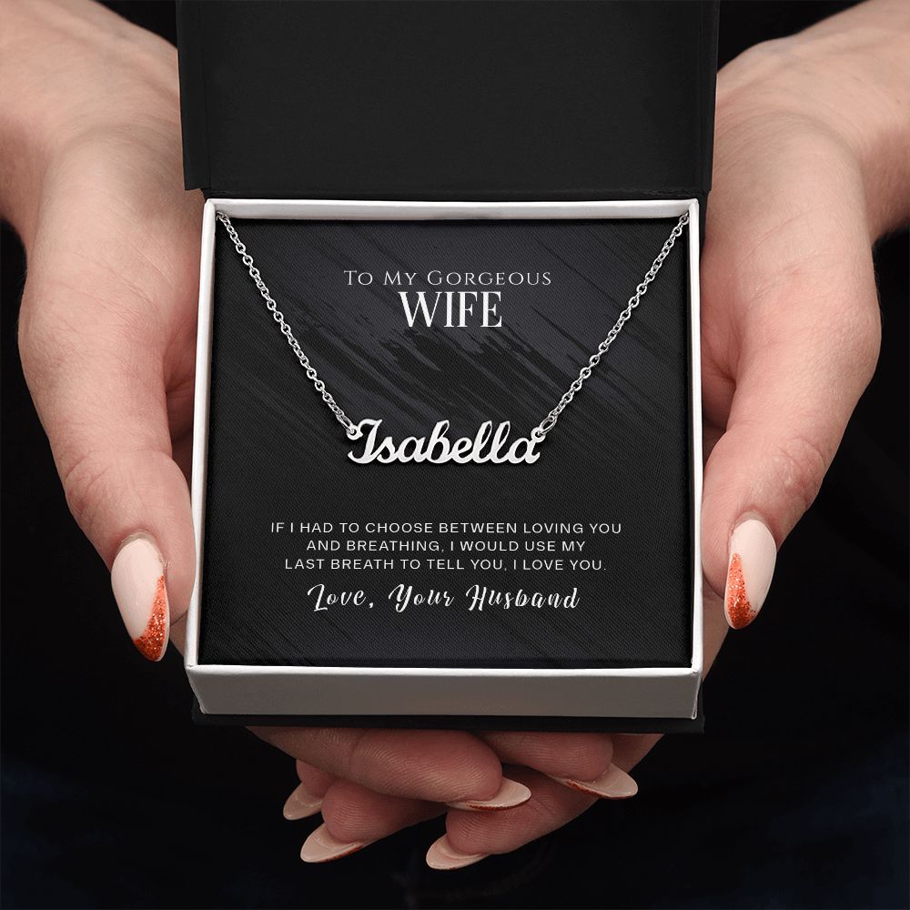 Personalized To My Gorgeous Wife custom name necklace gift