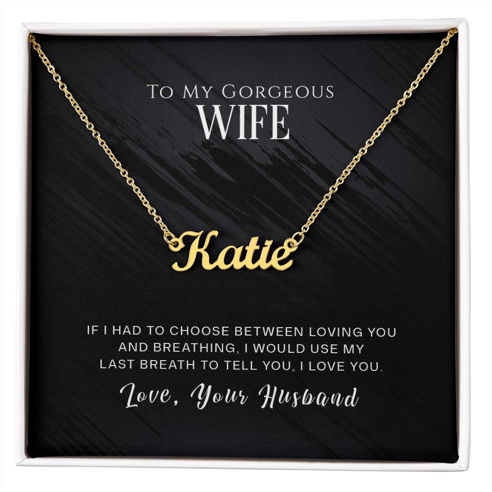 Personalized To My Gorgeous Wife custom name necklace gift