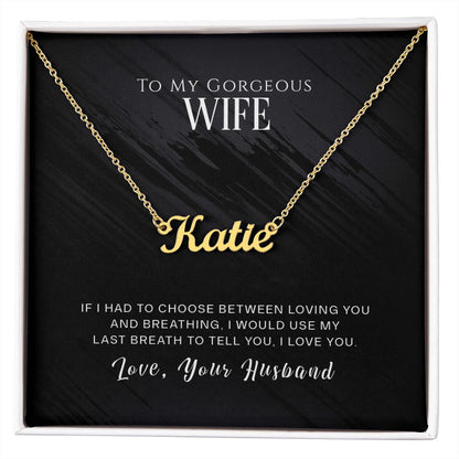Personalized To My Gorgeous Wife custom name necklace gift
