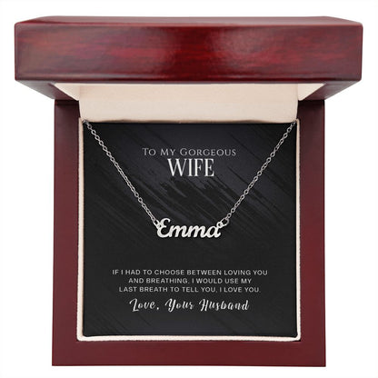 Personalized To My Gorgeous Wife custom name necklace gift