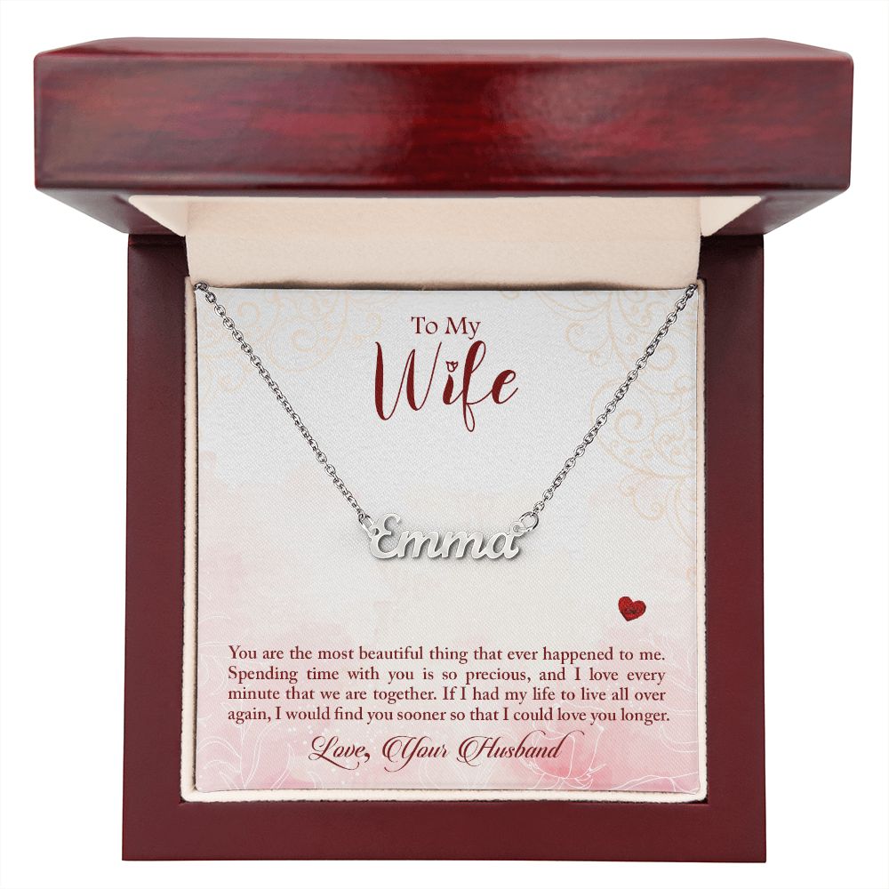 Personalized custom name necklace gift for your wife
