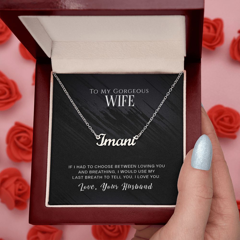 Personalized To My Gorgeous Wife custom name necklace gift