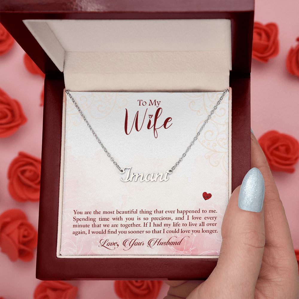 Personalized custom name necklace gift for your wife