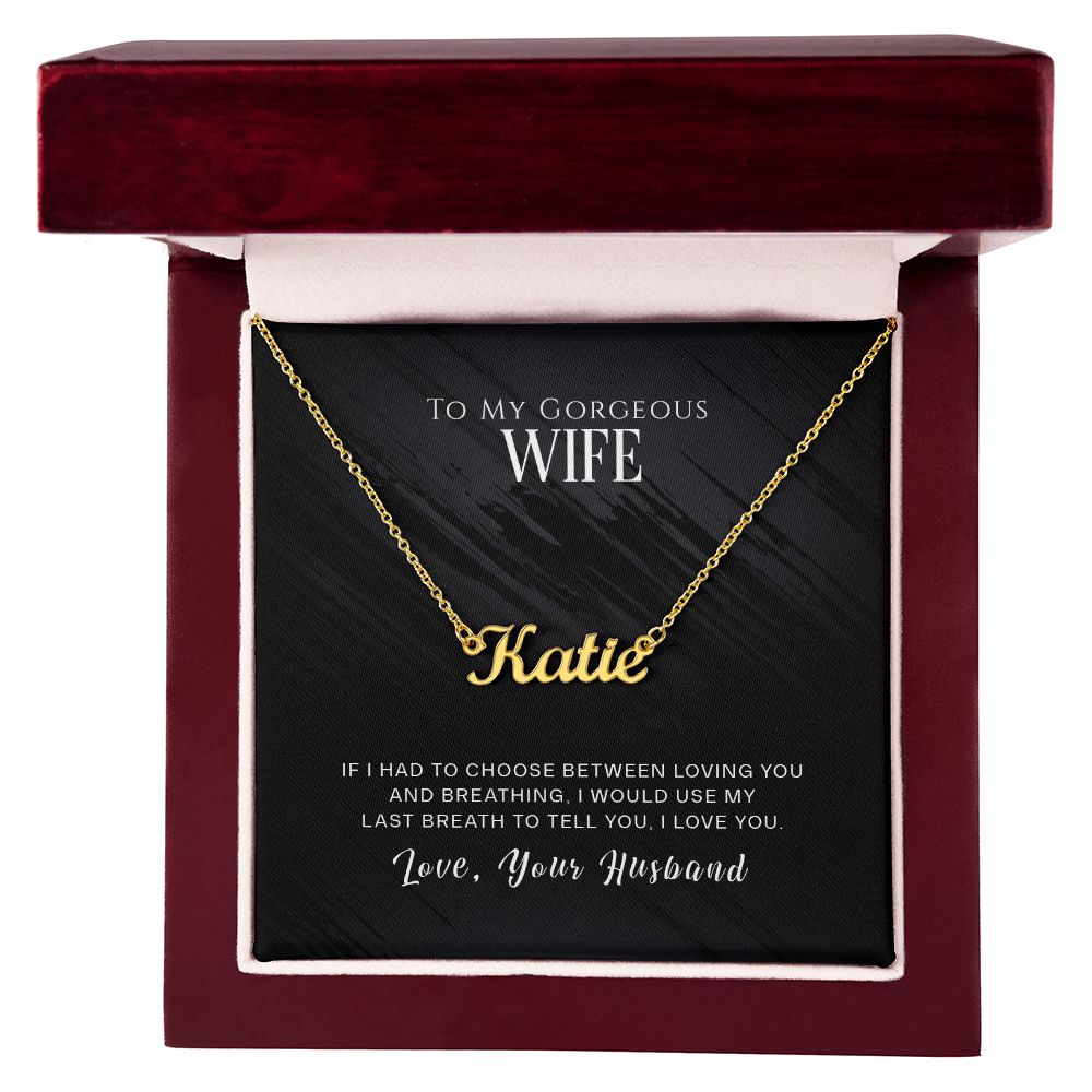 Personalized To My Gorgeous Wife custom name necklace gift