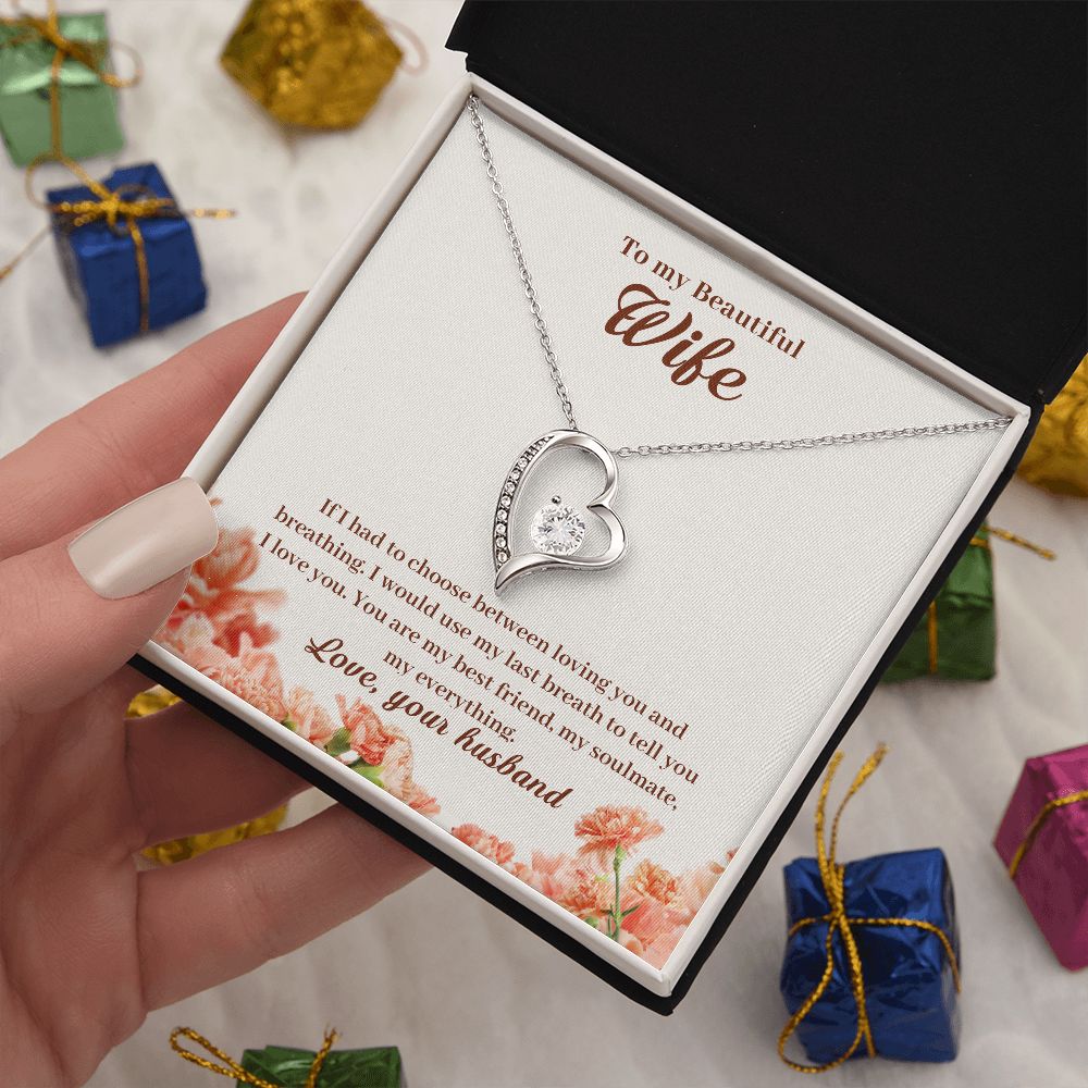 Forever Love personalized necklace gift for your wife, shown in a gift box