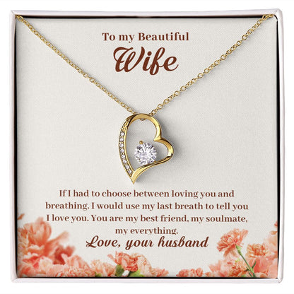Forever Love personalized necklace gift for your wife, shown in a gift box
