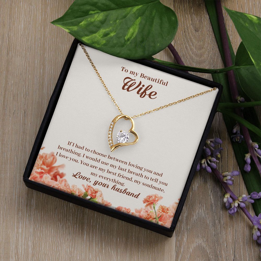 Forever Love personalized necklace gift for your wife, shown in a gift box