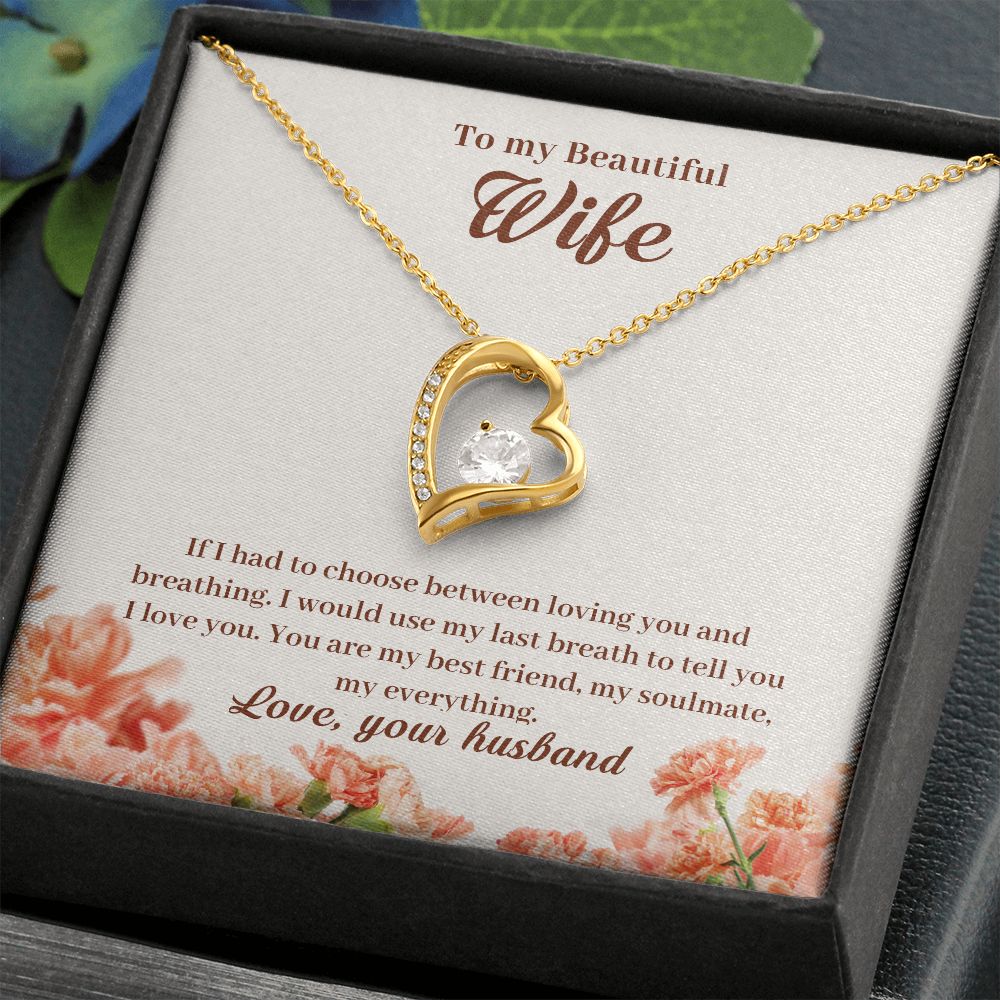 Forever Love personalized necklace gift for your wife, shown in a gift box